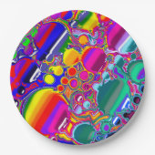レインボーブラスト抽象芸術アート ペーパープレート (正面)