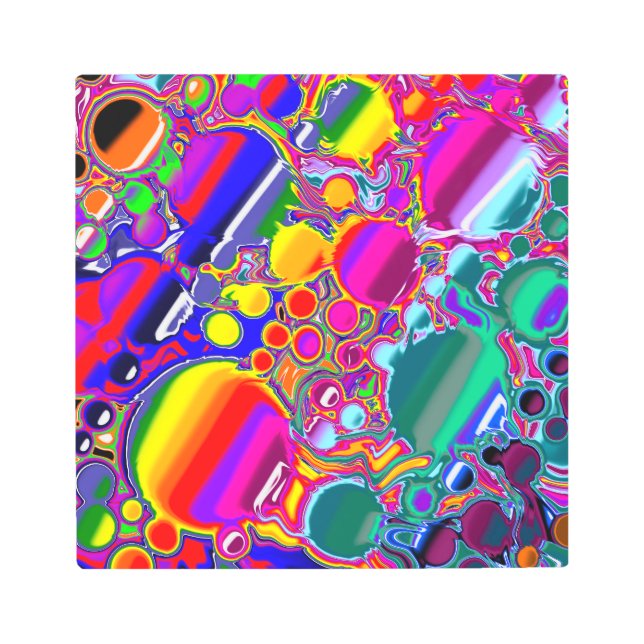 レインボーブラスト抽象芸術アート メタルプリント (正面)