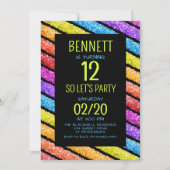 レインボーブラックストライプ誕生日 招待状 (正面)