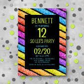 レインボーブラックストライプ誕生日 招待状