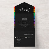 レインボーブラックミニマルエレガントリストスクリプト オールインワン招待状 (内側)