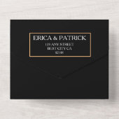 レインボーブラックミニマルエレガントリストスクリプト オールインワン招待状 (裏面)