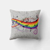 レインボーブラックミュージカルノートonグレー クッション (裏面)