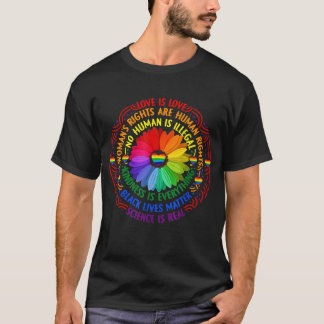 レインボーブラックライフズマター科学LGBTプライドフロー Tシャツ