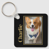 レインボーブリッジを渡る金ゴールドペットドッグメモリアル キーホルダー (正面)