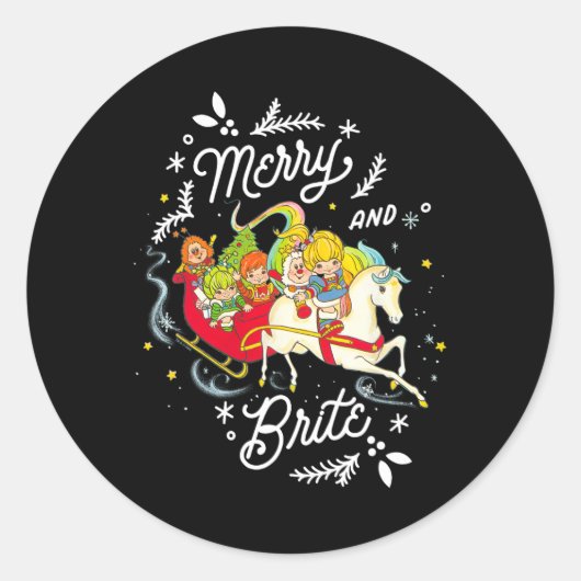 レインボーブリットクリスマスメリーとブリートスレイグリッド ラウンドシール (正面)