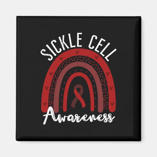 レインボーブルガンディリボン鎌状赤血球認識度Supp マグネット (正面)