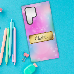 レインボーブルーとピンクの《写真》ぼけ味 SAMSUNG GALAXY S22 ULTRAケース