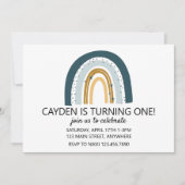 レインボーブルーとブラウンボーイバースデー招待状 招待状 (正面)