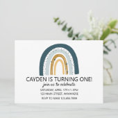 レインボーブルーとブラウンボーイバースデー招待状 招待状 (スタンド正面)