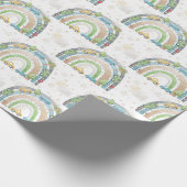 レインボーブルーと緑と車通りシンボルや象徴少年 ラッピングペーパー (角)