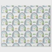 レインボーブルーと車と通りシンボルや象徴少年 ラッピングペーパー (フラット)