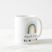 レインボーブルーの黄色のパーソナライズされたマグカワイギフトトット コーヒーマグカップ (正面右)