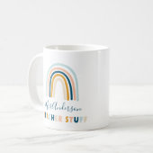 レインボーブルーの黄色のパーソナライズされたマグカワイギフトトット コーヒーマグカップ (正面左)