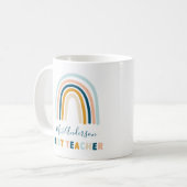 レインボーブルーイエローパーソナライズされた最高の先生 コーヒーマグカップ (正面左)