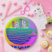 レインボーブルーカップソーサーパーティー ペーパープレート (パーティー)