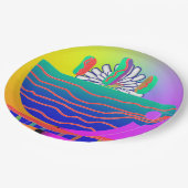 レインボーブルーカップソーサーパーティー ペーパープレート (アングル)