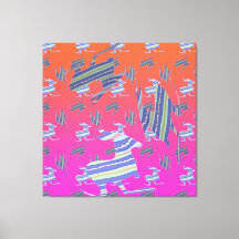 レインボーブルーカンガルーストレッチキャンバスプリント