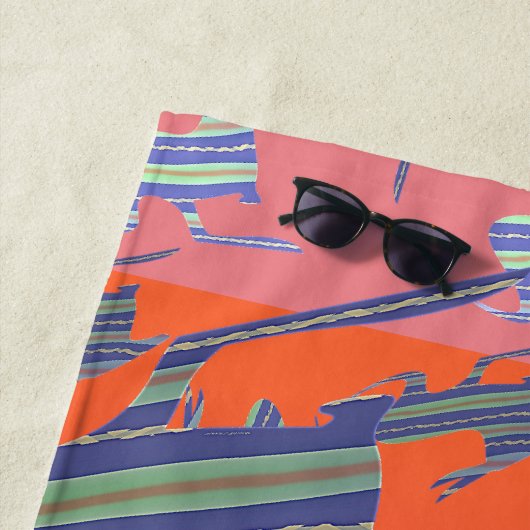 レインボーブルーカンガルービーチタオル ビーチタオル (インサイチュ)