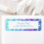 レインボーブルーストライプフローラ誕生日アドレス ラベル (インサイチュ)