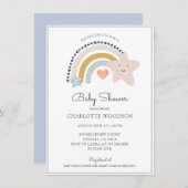 レインボーブルーベビーシャワー 招待状 (正面/裏面)