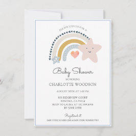 レインボーブルーベビーシャワー 招待状