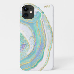 *~*レインボーブルーミントアゲート金ゴールドグリッターパステル iPhone 11 ケース