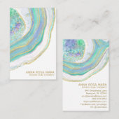 *~*レインボーブルーミント金ゴールドグリッターパステルアゲート 名刺 (正面/裏面)