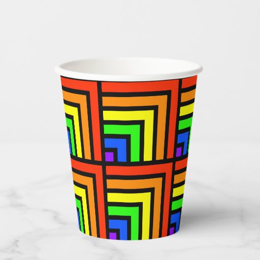 レインボーブロックパーティーカップ – set 1 紙コップ (正面)