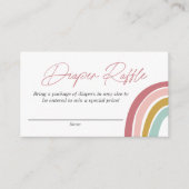 レインボーブーホピンクブルーベビーシャワーオムツラッフル エンクロージャーカード (正面)