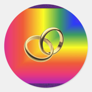 レインボープライドと金ゴールド結婚ズバンド ラウンドシール