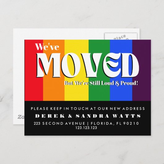 レインボープライドアドレスの変更LGBTQ+移動 案内ポストカード (正面/裏面)