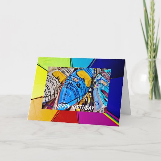 レインボープライドカヤック誕生日5" x 7"誕生日カード カード (正面)
