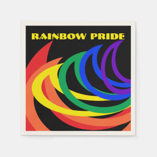 レインボープライドカラークレセントパターン紙ナプキンス スタンダードカクテルナプキン