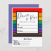 レインボープライドカラーストライプブロックと食事の選択 出欠カード (正面/裏面)