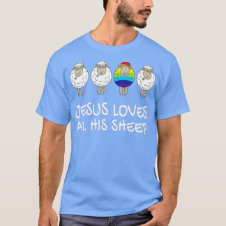 レインボープライドゲイクリスチャンLGBTQ+イエス様すべての愛 Tシャツ