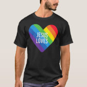 レインボープライドゲイクリスチャンLGBTQ+イエス・ラブズ Tシャツ (正面)
