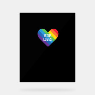 レインボープライドゲイクリスチャンLGBTQ+イエズス愛T-S アクリルサイン