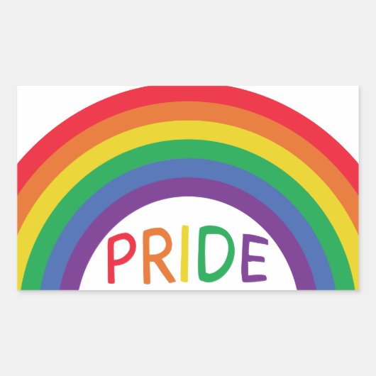 レインボープライドステッカーLGBTQ+サポート 長方形シール (正面)