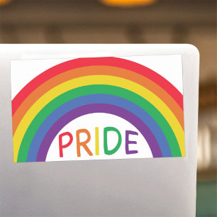 レインボープライドステッカーLGBTQ+サポート 長方形シール
