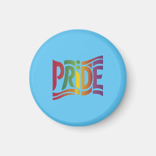 レインボープライドタイポグラフィはっきりした- LGBTQ+ステートメント マグネット