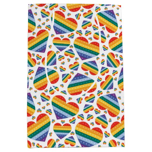 レインボープライドハート抱き枕 ミディアムペーパーバッグ (正面)