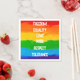 レインボープライドフラッグパーティーナプキン – LGBTQ+ デコレーション スタンダードカクテルナプキン