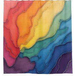 レインボープライドラブハッピーカラフル シャワーカーテン