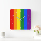 レインボープライドラージクロック スクエア壁時計 (ホーム)