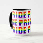 レインボープライド文字アートオンカスタムカラー マグカップ (正面左)