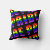 レインボープライド文字アートオンカスタムブラックカラー クッション (裏面)