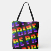 レインボープライド文字アートオンカスタムブラックカラー トートバッグ (裏面)