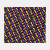 レインボープライド文字アートオンカスタムブラックカラー フリースブランケット (正面(横))