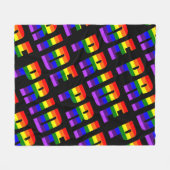 レインボープライド文字アートオンカスタムブラックカラー フリースブランケット (正面(横))